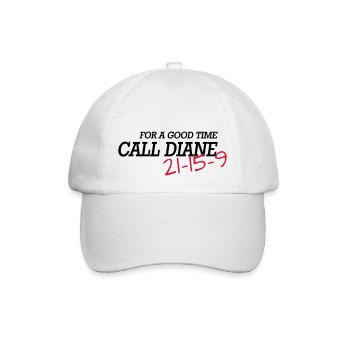For a good time, call DIANE: - Baseballkappe - Weiß/Weiß - Vorne