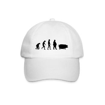 Evolution vom Affe zum Mensch zum Schwein - Baseballkappe - Weiß/Weiß - Vorne