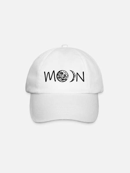 tekst logo maan maan fasen halve maan volle maan siche - Baseballcap - wit/wit