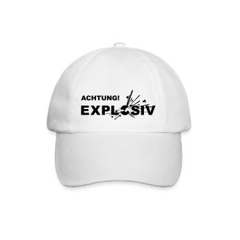 Design "ACHTUNG! EXPLOSIV" - Baseballkappe - Weiß/Weiß - Vorne