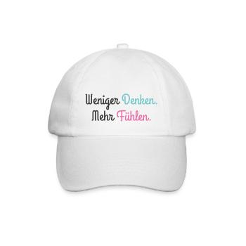 Weniger Denken - Baseballkappe - Weiß/Weiß - Vorne