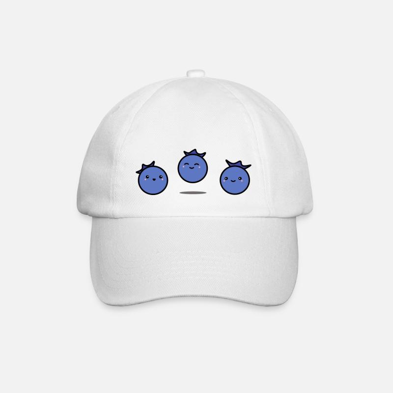 Glückliche Heidelbeeren | Heidelbeere | Obst - Baseballkappe - Weiß/Weiß