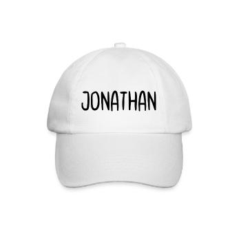 Jonathan Custom Name Schriftart Text Geburtstag - Baseballkappe - Weiß/Weiß - Vorne