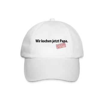 Wir kochen jetzt Papa Satzzeichen Komma Leben Vati - Baseballkappe - Weiß/Weiß - Vorne