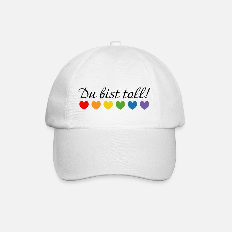 Regenbogenherzchen du bist toll - Baseballkappe - Weiß/Weiß
