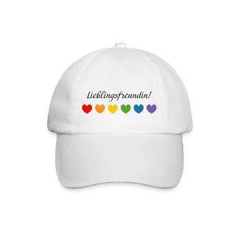 Regenbogenherzchen Lieblingsfreundin - Baseballkappe - Weiß/Weiß - Vorne