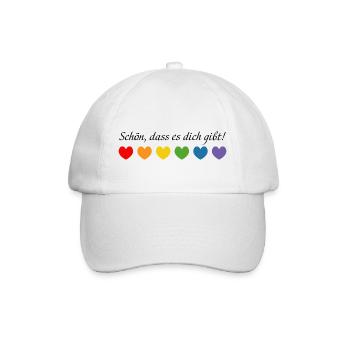 Regenbogenherzchen schoen dass es dich gibt - Baseballkappe - Weiß/Weiß - Vorne