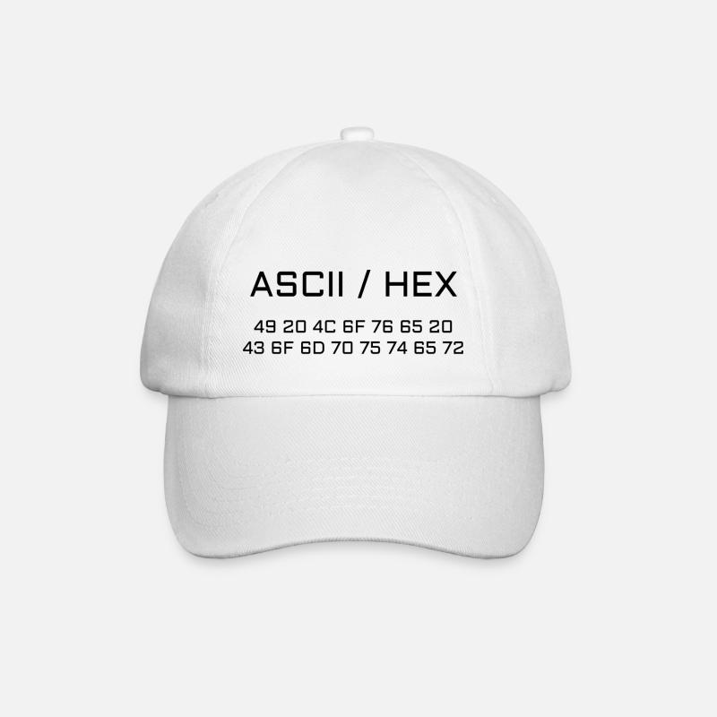 ASCII-HEX I Love Computer - Baseballkappe - Weiß/Weiß