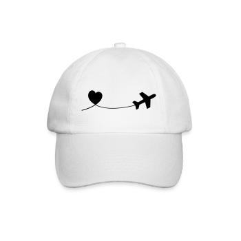 Flugzeug mit Herz - Baseballkappe - Weiß/Weiß - Vorne