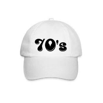 70s | Siebziger | Jahrzehnt | Symbol - Baseballkappe - Weiß/Weiß - Vorne