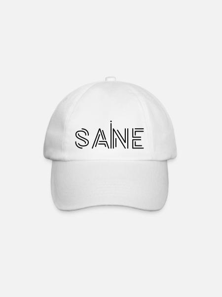 "Sane" Text Logo Design, Printable Text, Statement - Baseball Cap - white/white