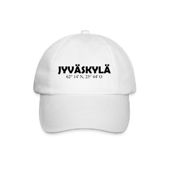 Jyväskylä - Finland - Coordinates - Longitude - Baseball Cap - white/white - Front