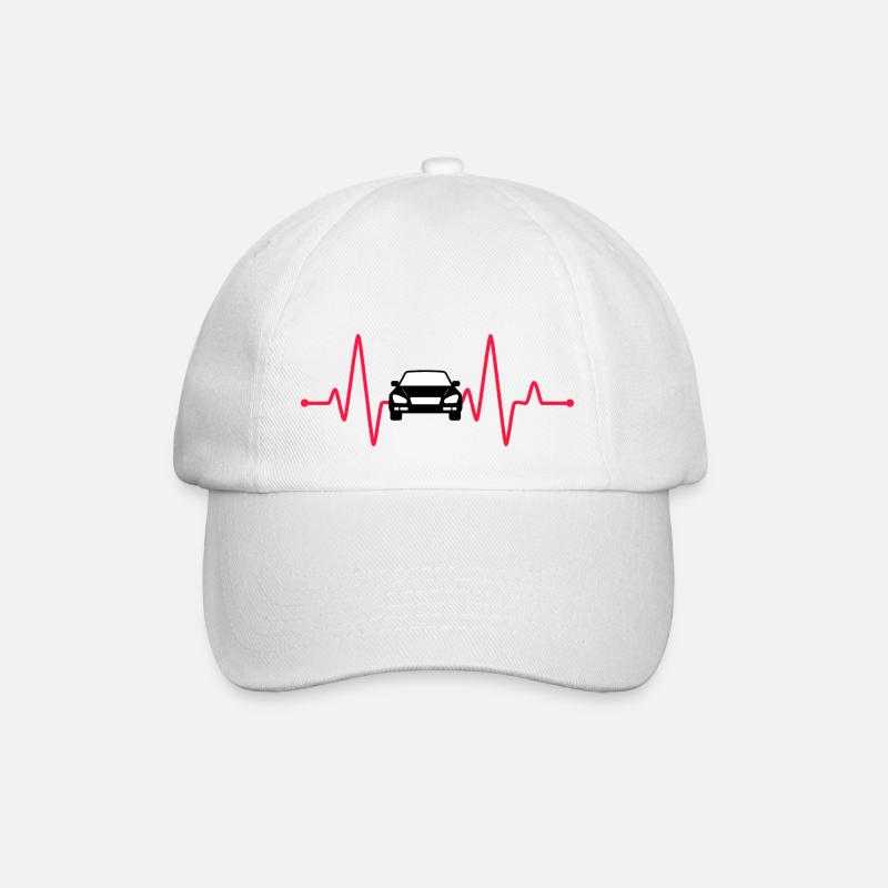 Auto Herzfrequenz Autofahrer Geschenk Automobile - Baseballkappe - Weiß/Weiß