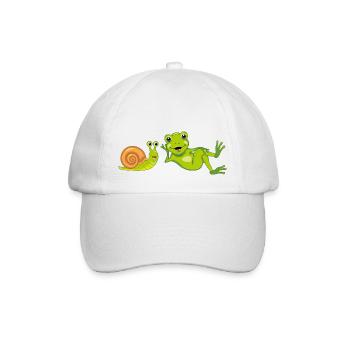 Funny snail and frog - Baseball Cap - white/white - Front