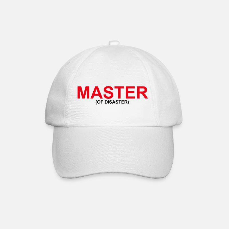 Lustiges "MASTER OF DISASTER" Design - Baseballkappe - Weiß/Weiß