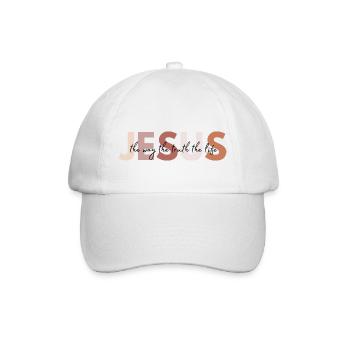 Jesus, der Weg, die Wahrheit, das Leben - Baseballkappe - Weiß/Weiß - Vorne