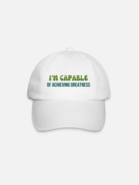 I'm capable of achieving greatness typography - Baseball Cap - white/white