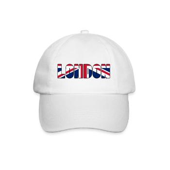 London – Bold Text with UK Flag Inside - Baseball Cap - white/white - Front
