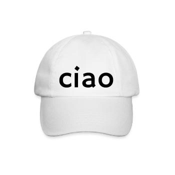 Ciao – Klassisches italienisches Grußdesign - Baseballkappe - Weiß/Weiß - Vorne