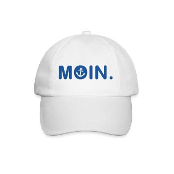 Moin - Guten Morgen - Nordsee - Ostsee - Anker - Baseballkappe - Weiß/Weiß - Vorne