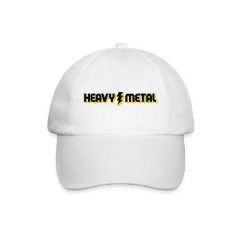 Heavy Metal Lightning Bolt Text-Logo - Baseballkappe - Weiß/Weiß - Vorne