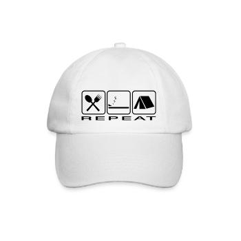 eat sleep camping zelt - Baseballkappe - Weiß/Weiß - Vorne