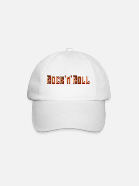 Rock 'n' Roll Schriftzug (3D / 3C) - Baseballkappe - Weiß/Weiß