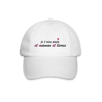 je t aime papa et maman et livres - Casquette classique - blanc/blanc - Devant