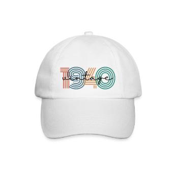 1940er Jahre Vintage Retro - Baseballkappe - Weiß/Weiß - Vorne