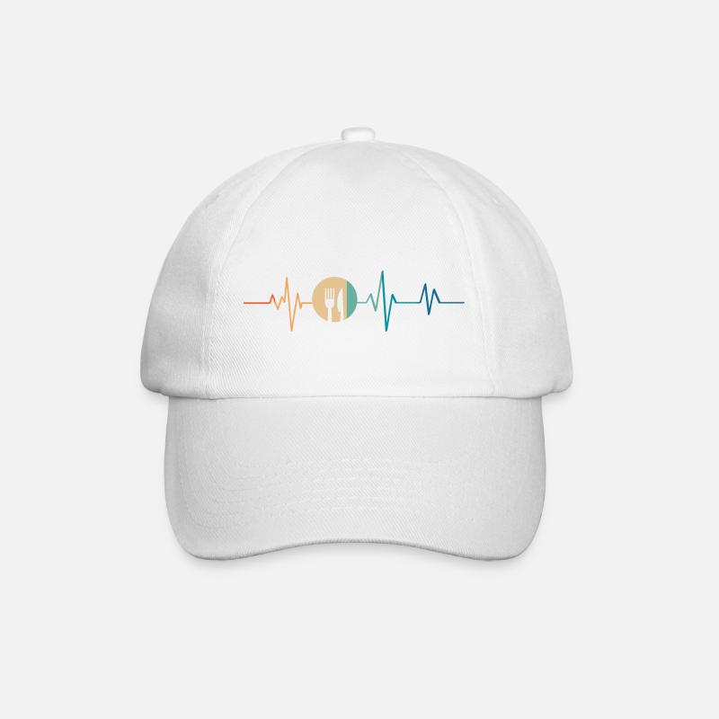 Retro Heartbeat Löffel und Gabel - Baseballkappe - Weiß/Weiß