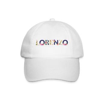 Le nom de LORENZO orné de fleurs - Casquette classique - blanc/blanc - Devant