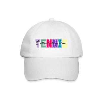 Tennisfarben - Geschenk für Tennisliebhaber - Baseballkappe - Weiß/Weiß - Vorne