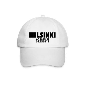 Helsinki - Conception de t-shirt avec coordonnées - Casquette classique - blanc/blanc - Devant