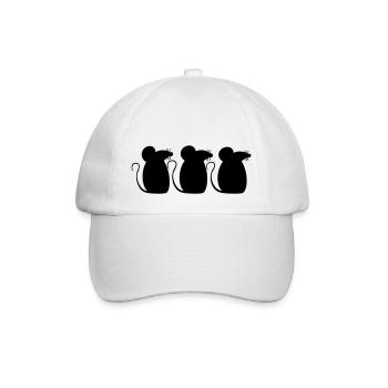 3 Mäuse Team Drei Freunde Party Crew Silhouette - Baseballkappe - Weiß/Weiß - Vorne