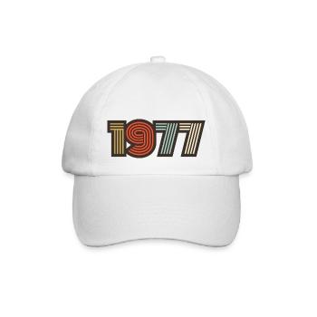 1977 Retro Jahrgang - Baseballkappe - Weiß/Weiß - Vorne