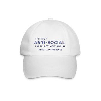 I'm Not Anti-Social I'm Selectively Social - Baseball Cap - white/white - Front