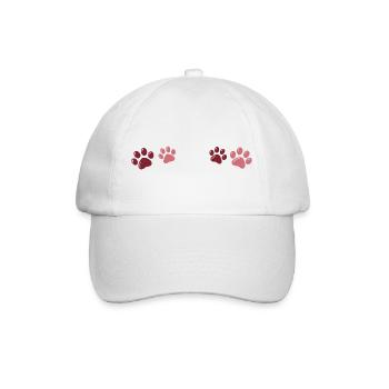 Two-tone red paw prints - Baseball Cap - white/white - Front