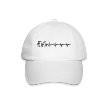 Bagger Baggern Baggerfahrer EKG Herzschlag - Baseballkappe - Weiß/Weiß - Vorne