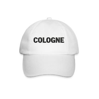 Cologne – Gotische Architektur im Schriftbild - Baseballkappe - Weiß/Weiß - Vorne