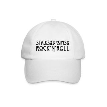 Sticks + Drums + Rock'n'Roll - Baseballkappe - Weiß/Weiß - Vorne