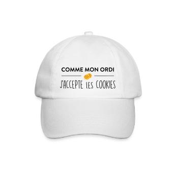 Comme mon ordi j'accepte les cookies - Casquette classique - blanc/blanc - Devant