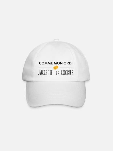 Comme mon ordi j'accepte les cookies - Casquette classique - blanc/blanc