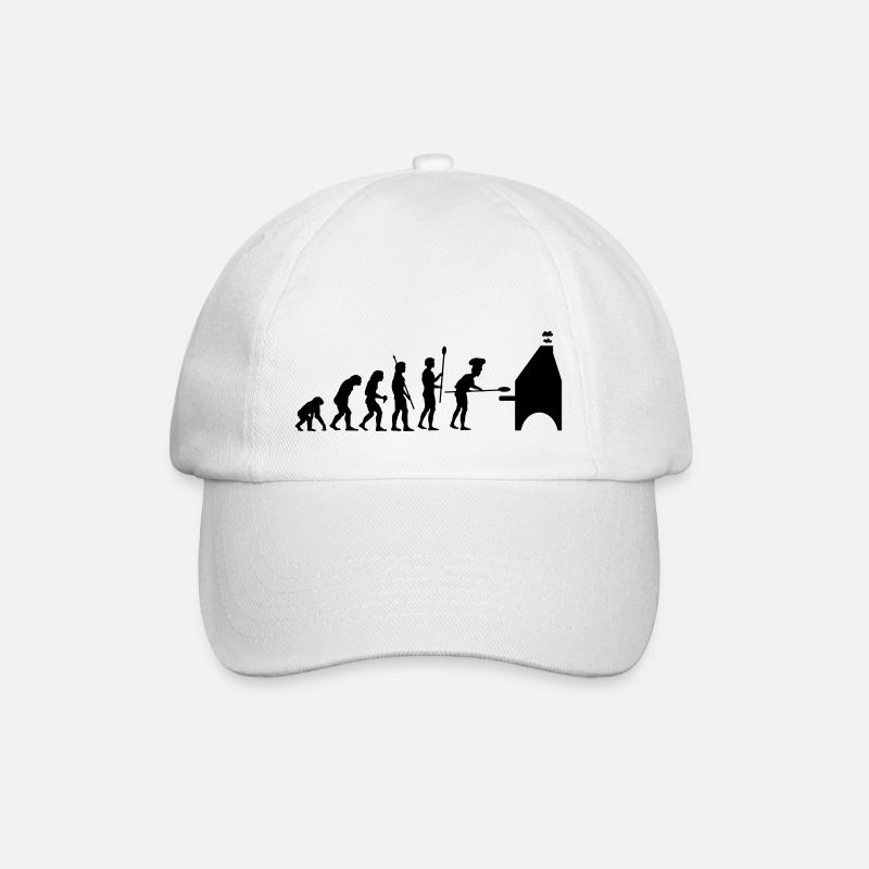 evolution pizza - Baseball Cap - white/white