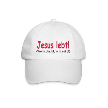 Jesus Lebt - Wer's glaubt wird selig! - Baseballkappe - Weiß/Weiß - Vorne