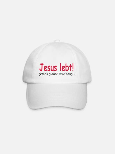 Jesus Lebt - Wer's glaubt wird selig! - Baseballkappe - Weiß/Weiß