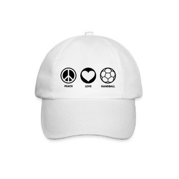 Peace Love Handball - Baseballkappe - Weiß/Weiß - Vorne