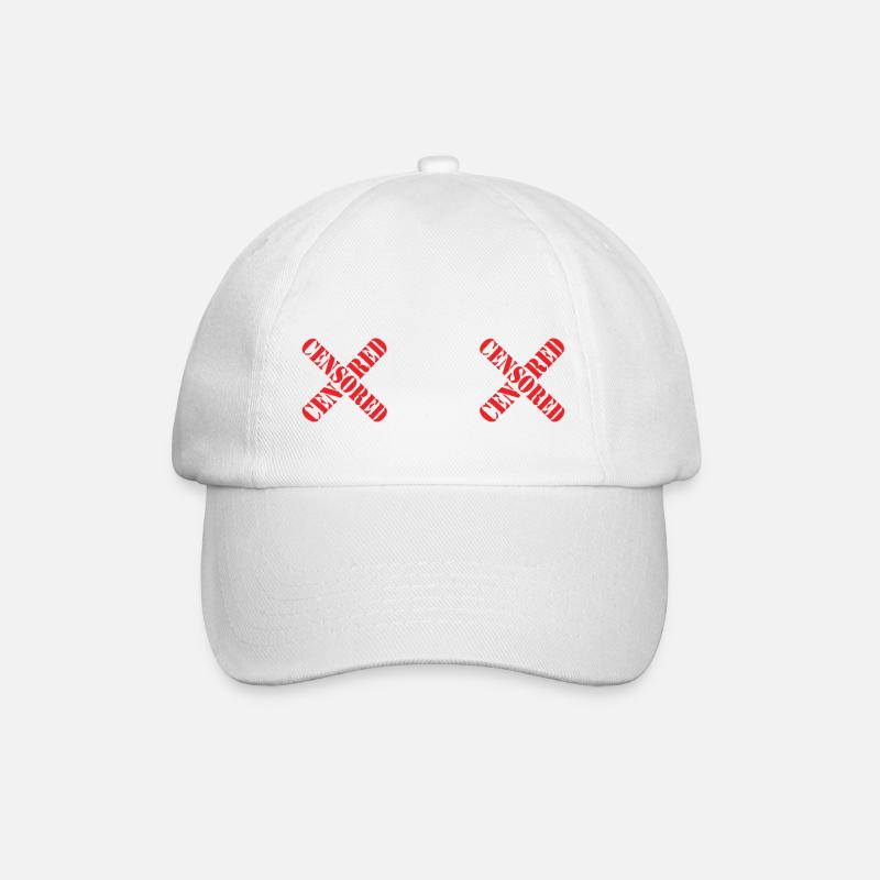 Funny Style Gift Women's Censored Breasts - Baseball Cap - white/white