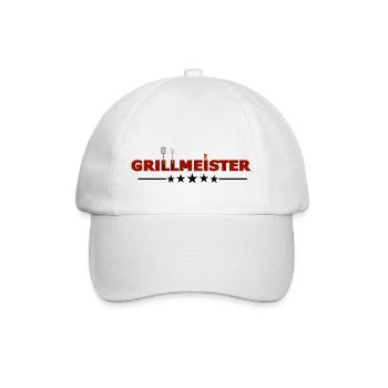 Grillmeister, Grillschürze, Grillmeister Design - Baseballkappe - Weiß/Weiß - Vorne