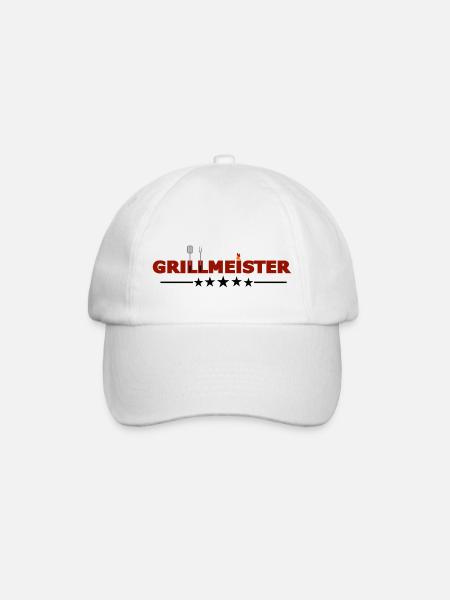 Grillmeister, Grillschürze, Grillmeister Design - Baseballkappe - Weiß/Weiß