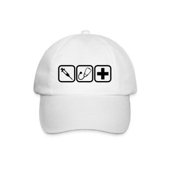 Stéthoscope seringue Croix docteur logo - Casquette classique - blanc/blanc - Devant